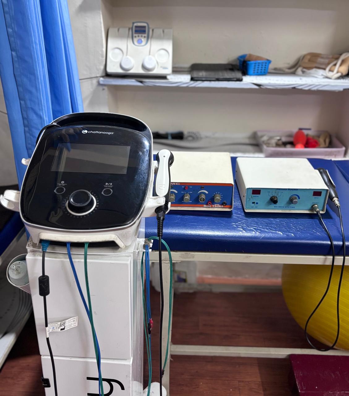 Physiotherapy modality equipment arranged inside the clinic